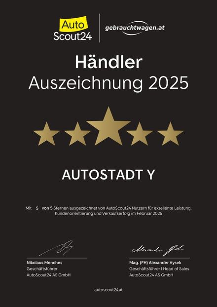 AutoScout24 Händler-Auszeichnung 2025 für Autostadt Y